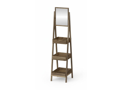 Elegantes braunes Holzregal mit Spiegel modern, stilvoll