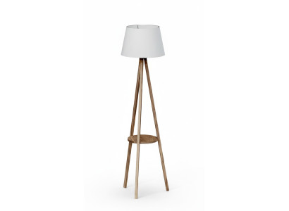 Weiße Holz Stehlampe mit Regal modern und stilvoll