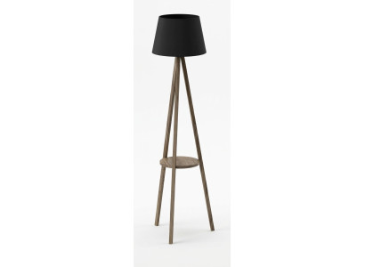 Stehlampe mit Regal aus Holz in Schwarz modern