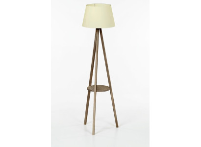 Stehlampe mit Regal aus Holz in Beige modern und stilvoll