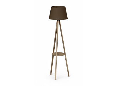 Stehlampe mit Regal aus Holz in Braun modern