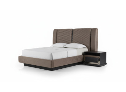 Elegantes Graues Holz Schlafzimmer-Set mit Bett und Nachttischen