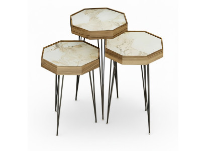 Beistelltisch Holz Beige Modern Elegant
