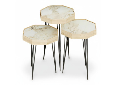 Beistelltisch Holz Beige Elegant Modern