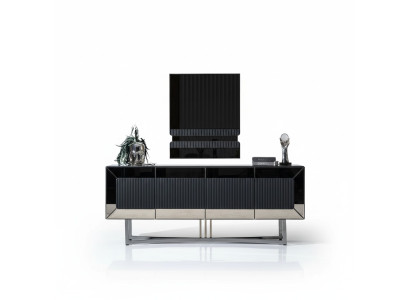 Elegantes Graues Holz Sideboard mit Spiegel im modernen Design