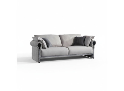 Graues Holz-Textil 3-Sitzer Sofa modern und elegant
