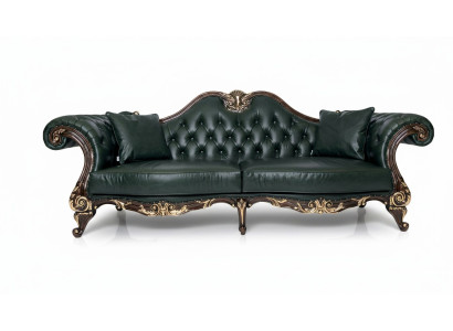 Elegantes grünes Leder-Sofa für modernes Arbeitszimmer