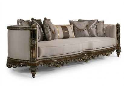 Beige 3-Sitzer Sofa aus Textil und Holz modern elegant