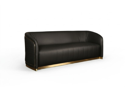 Elegantes schwarzes Leder 3-Sitzer Sofa modernes Design
