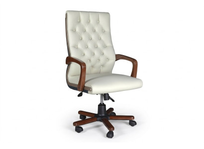 Weißer ergonomischer Bürostuhl aus Holz und Textil mit modernem Design