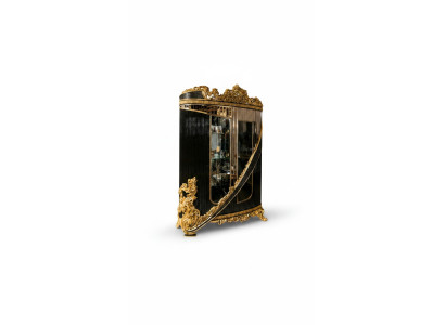 Schwarze Holz-Glas Vitrine im modernen Design robust und stilvoll