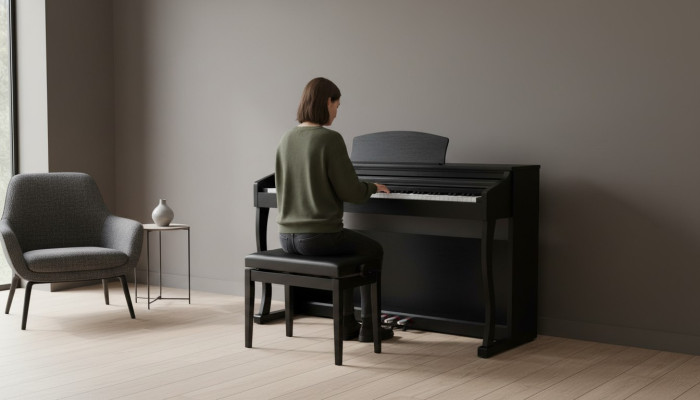 Černý digitální stage piano lesklé piano do domácnosti