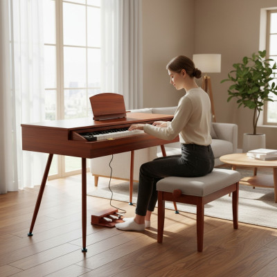 Digitální scénické piano černé lesklé vintage