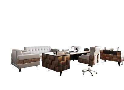 Arbeitszimmer-Set Braun Holz modern mit Schreibtisch Sideboard