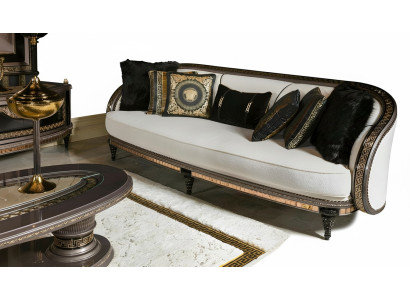 Modernes Wohnzimmer Set aus Holz und Textil in Weiß