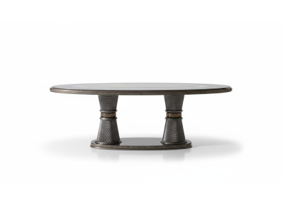 Elegantes Esstisch-Set aus Holz mit silbernem Finish für modernes