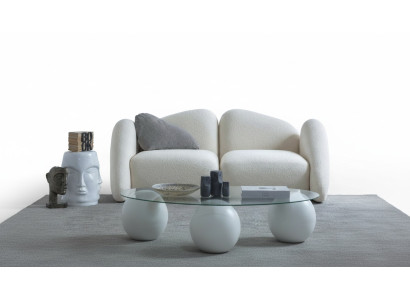 Elegantes weißes 3-Sitzer-Sofa aus Textil im modernen Design