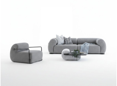 Elegantes Wohnzimmer Set aus Holz und Textil in Grau
