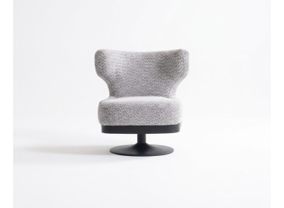 Moderner grauer Textil-Sessel aus Holz