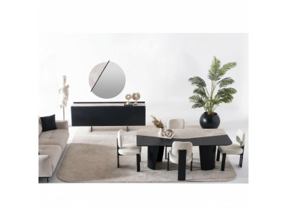 Mehrfarbiges Holz Esszimmer Set mit Tisch, Stühlen, Sideboard