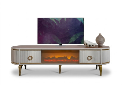 Fernsehmöbel mit Kamin, Farbwechsel-LEDs und integriertem Soundsystem