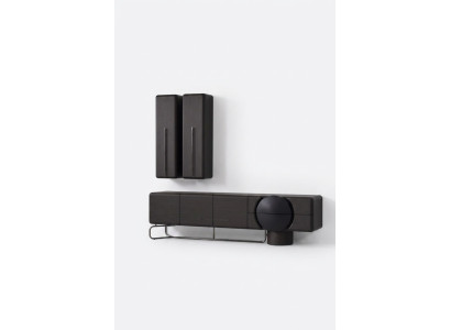 Schwarzes Wohnzimmer Set aus Holz mit Wandschrank und TV-Lowboard