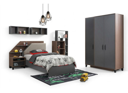 Modern Kinderzimmer Set Kinderbett Nachttisch Kleiderschrank  Top-Qualität Grau