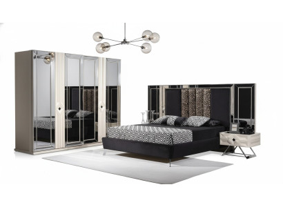 Design Komplett Möbel Moderne Schlafzimmer Bett 2x Nachttische Kleiderschrank