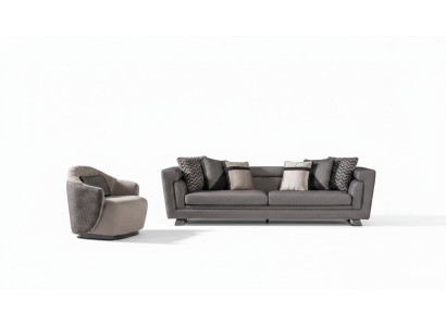 Wohnzimmer Sofagarnitur Grau Dreisitzer Sessel Luxus Couch Set 4 1 Sitzer