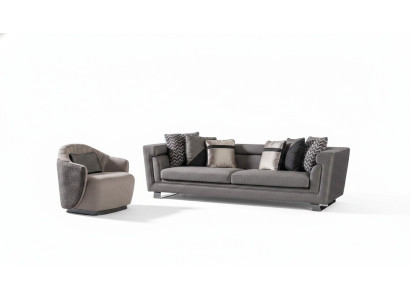 Wohnzimmer Sofagarnitur Grau Dreisitzer Sessel Luxus Couch Set 4 1 Sitzer