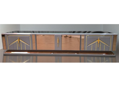 TV-Sideboard in Grau-Gold – Modernes Holz-Lowboard für das Wohnzimmer Sofort
