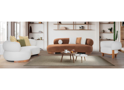 3-Sitzer-Sofa Sanfter minimalismus Holzgestell Strukturierter Stoff
