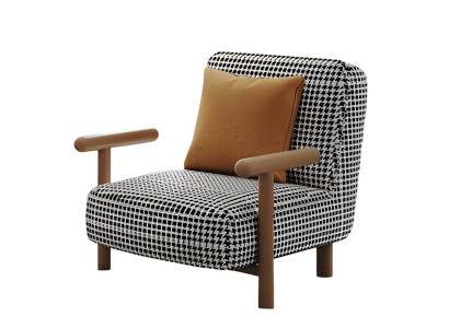 Moderner Stoff Sessel Schwarz mit Weiß Designer Wohnzimmer Sessel