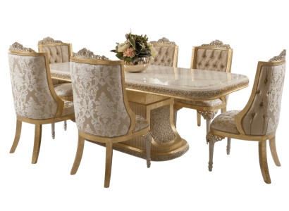 Elegantes Esszimmer-Set mit Esstisch und 6 stilvollen Stühlen