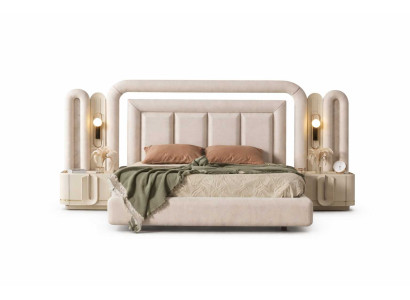 Modernes Bett mit 2x Nachttische Schlafzimmer Set Stilvolles Design