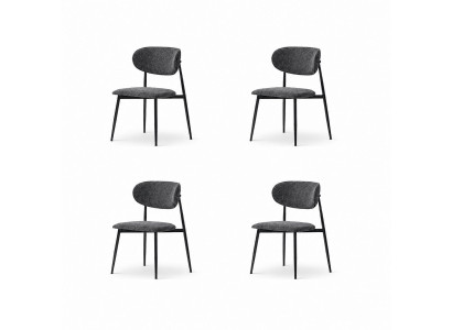 Stühle-Set 4x Stuhl Modern Stoff Komfortabel Grau Weich Bequem