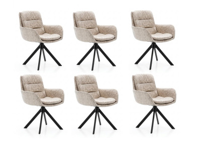 Stuhl-Set 6x Stuhl Beige Bequem Modern Stilvoll Weich Klassisch