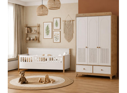 Skandinavisches Kinderzimmer Set mit Kinderbett und Kleiderschrank