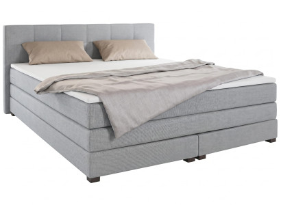 Graues Boxspringbett 200 x 200 Doppelbett mit Matratze Schlafzimmermöbel