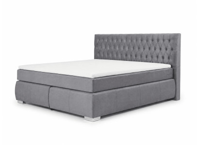 Luxuriöses graues Boxspringbett 180 x 200 cm mit Matratze und Toppers Moderne
