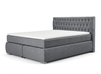 Graues Boxspringbett 160 x 200 cm mit Matratze und Toppers Doppelbett Moderne
