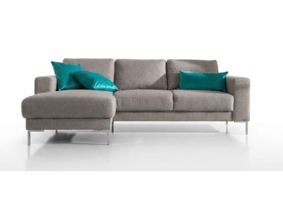 Hellbraunes L-förmiges Ecksofa Stoffsofa mit Metallfüßen modern