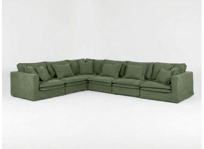 Großes grünes L-förmiges Ecksofa Stoffsofa mit 11 Sitzplätzen modern