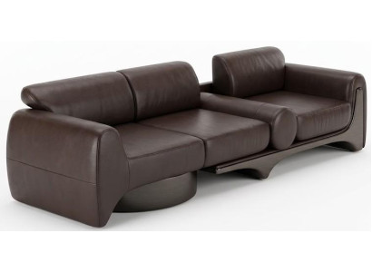 Modulares 3-Sitzer-Sofa Leder Braun Moderner Stil Luxuriös Einfarbig