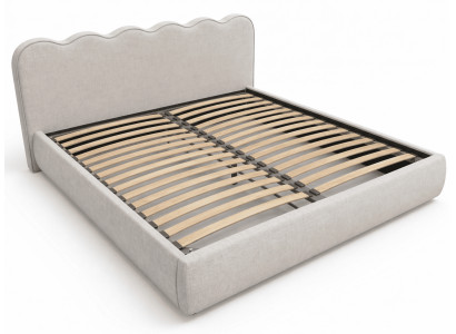 Beiges Bett 180 x 200 Doppelbett mit Kopfteil Bettrahmen Bett mit Kopfteil