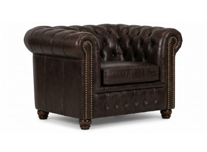 Dunkelbrauner Sessel Chesterfield Gesteppter Sessel Kapitonierung Wohnzimmer