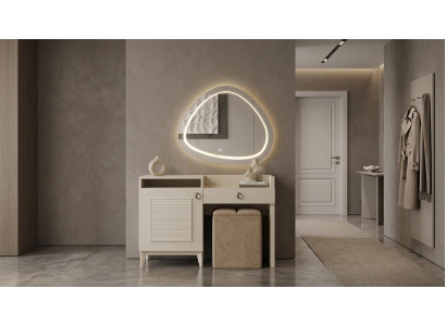 Schminktisch-Set Kommode Spiegel Hocker Modern Bequem Stilvoll Beige