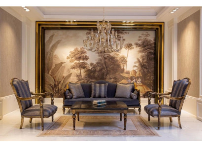 Elegantes Sofa Mit Sessel Goldakzente Klassisch Luxuriös Modern Edel