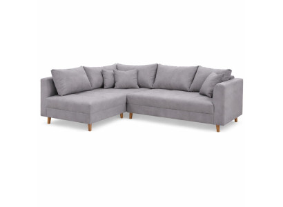Graues L-förmiges Ecksofa Bequemes Sofa mit Kissen Polstermöbel