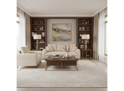Hellbeiges Wohnzimmer-Set 3+1-Sitzer-Sofas Stoffsofa und Sessel modern
